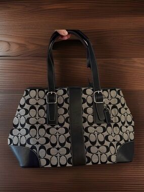 Vintage Coach Signature Canvas Leather 2way Bag